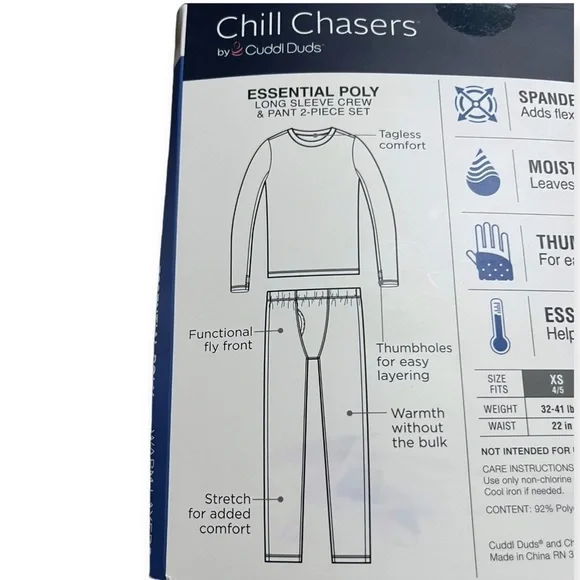 NEW Cuddl Duds Boys Black 2-pc Warm Base Layers Crew /Pant - Picture 3 of 7